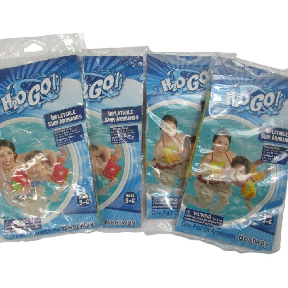 4x New Bestway H2O GO Children Splash and Play Inflatable Swim Dolphin Arm Bands
